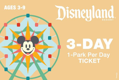 3-Day 1-Park Per Day Ticket Ages 3-9 $390