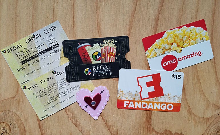Movie themed gift cards
