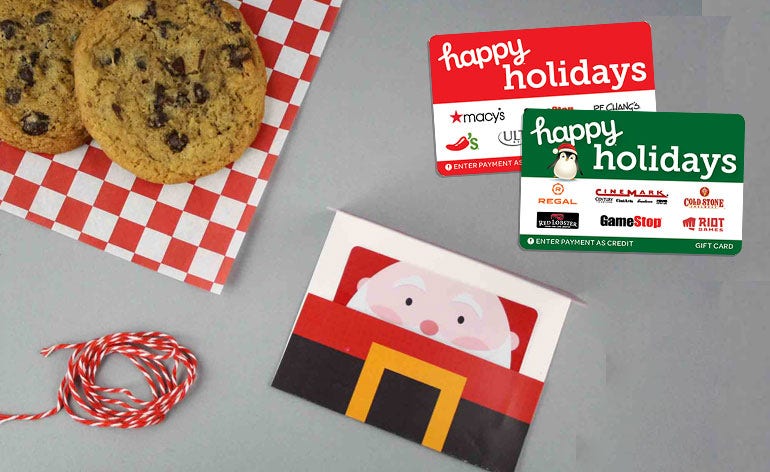 Holiday gift cards and cookies