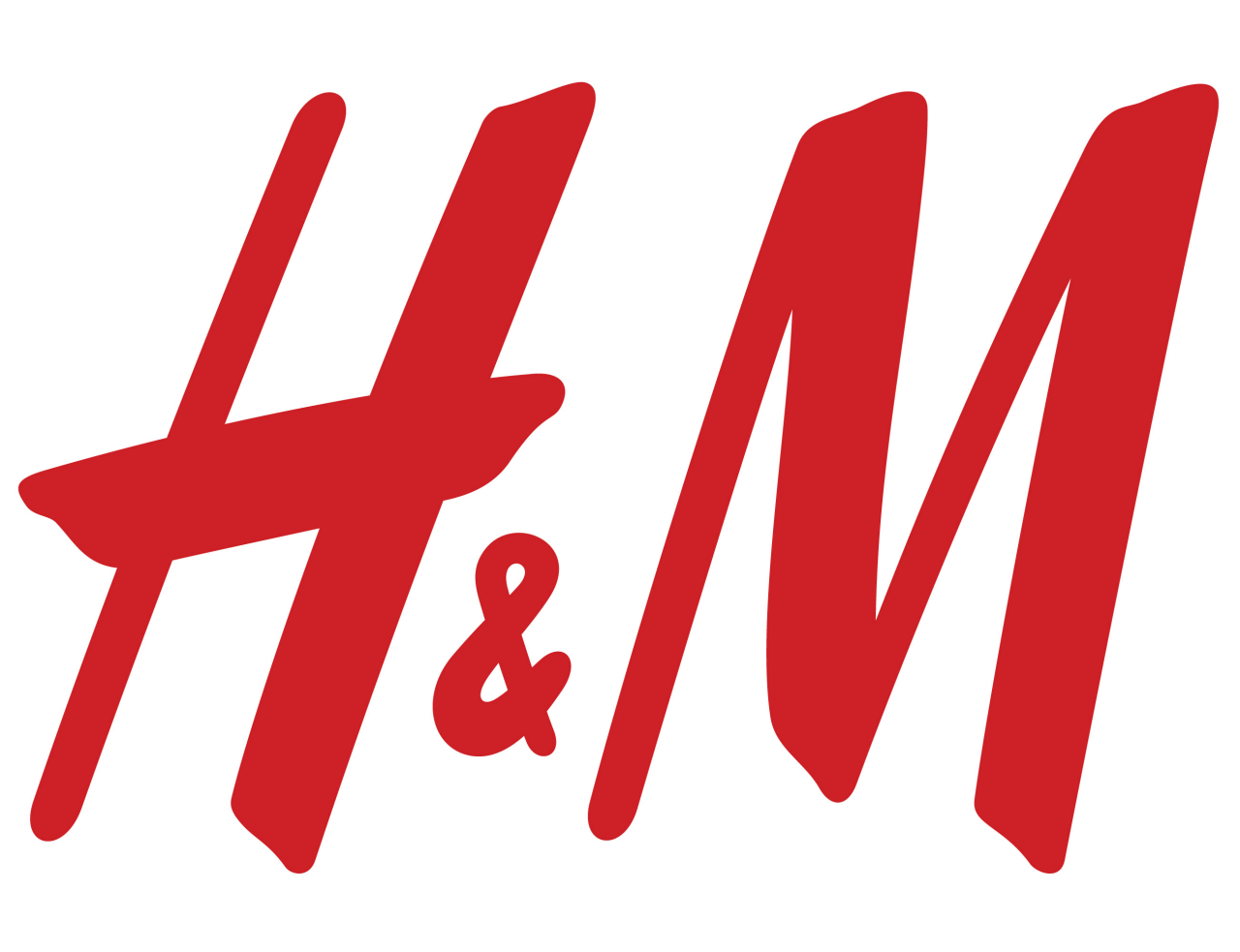 H&M en lettres rouges sur un fond blanc