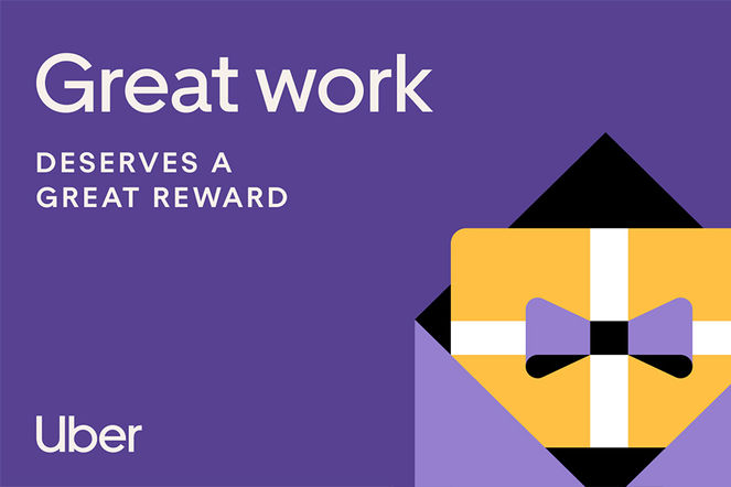 Shop Uber Rides eGift Card - Great Work theme (EN Version) at GiftCards.ca