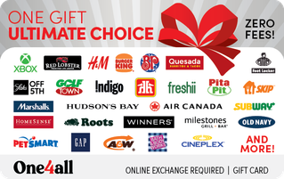 An image of the English version of the One4all Ultimate virtual gift card for Canada.