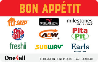 Shop Bon Appétit eGift Card from One4all (FR Version) at GiftCards.ca