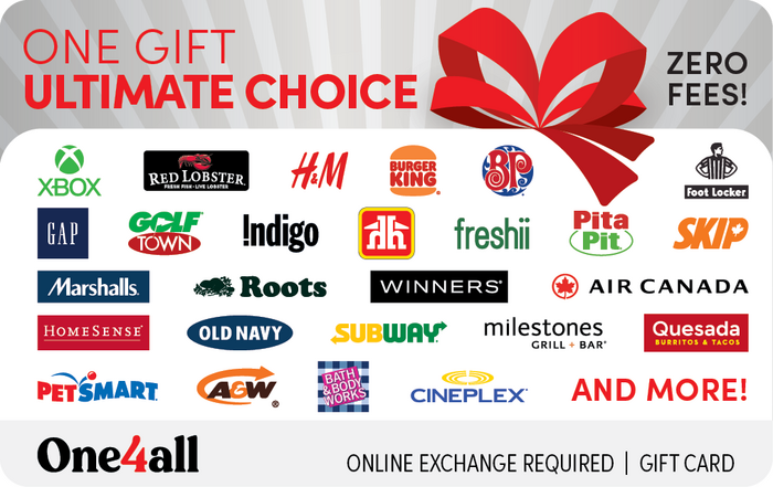 An image of the English version of the One4all Ultimate virtual gift card for Canada.