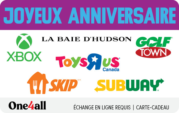 Shop Carte-cdeau virtuelle Joyeux Anniversaire de One4all (Version FR) at GiftCards.ca