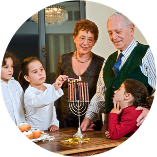 Family lighting candles