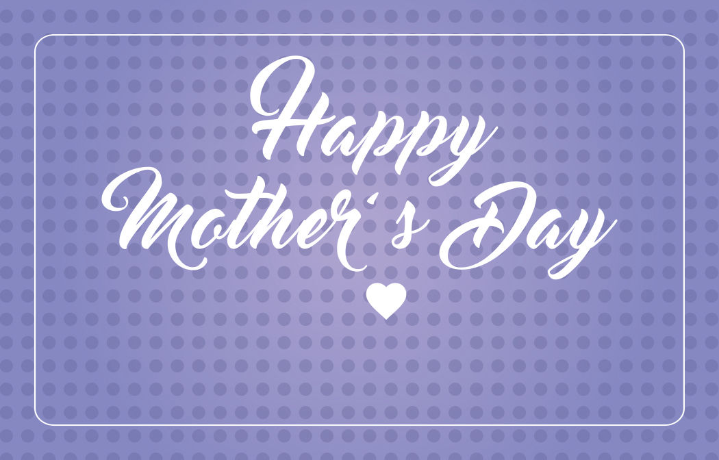 light purple gift card with cursive "Happy Mother's Day" text and a heart