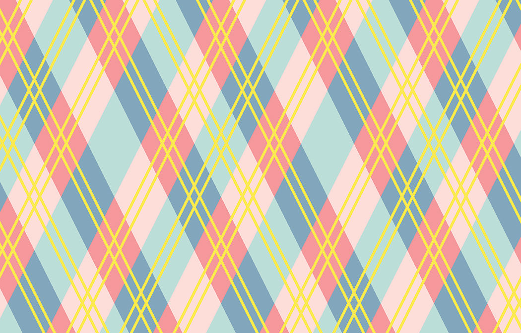 vibrant plaid gift card pattern spring colors oranges blues and peach