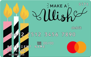teal background with three birthday candles with text "Make a wish"