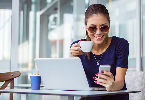 Woman shopping with a virtual gift card