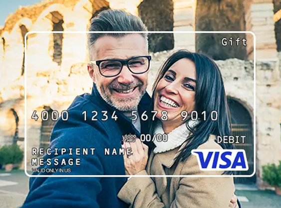 Happy couple on Visa gift card